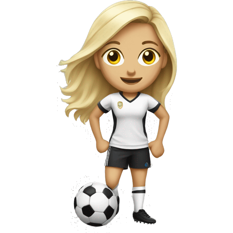 blonde hair girl playing soccer emoji