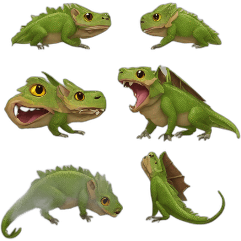 the winged lizard sordes and two wild boars emoji