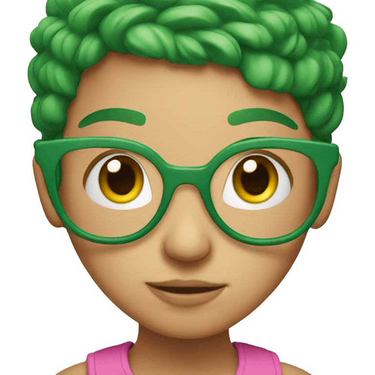 pink skin with four eyes and green hair emoji