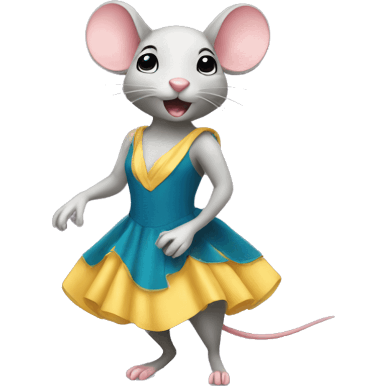 A mouse in a dress partying emoji