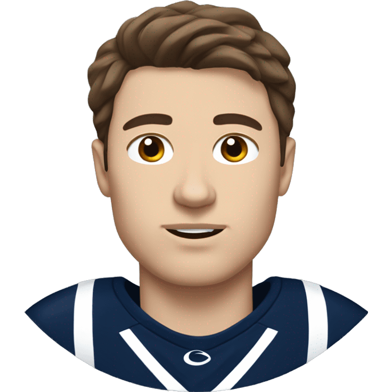 Guy with brown hair wearing a Penn state jersey sleeping emoji