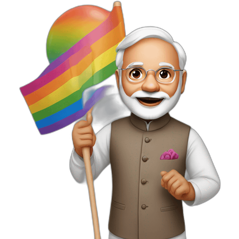 hyper realistic narendra modi waving lgbtq flag emoji