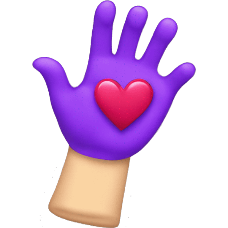 Finger heart with a purple heart above emoji