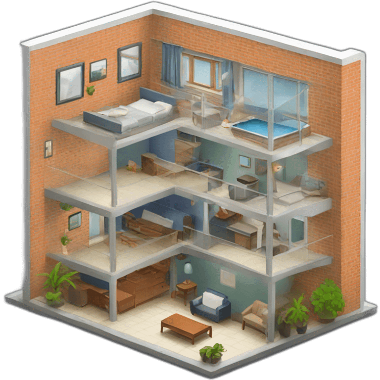 Apartment isometric emoji