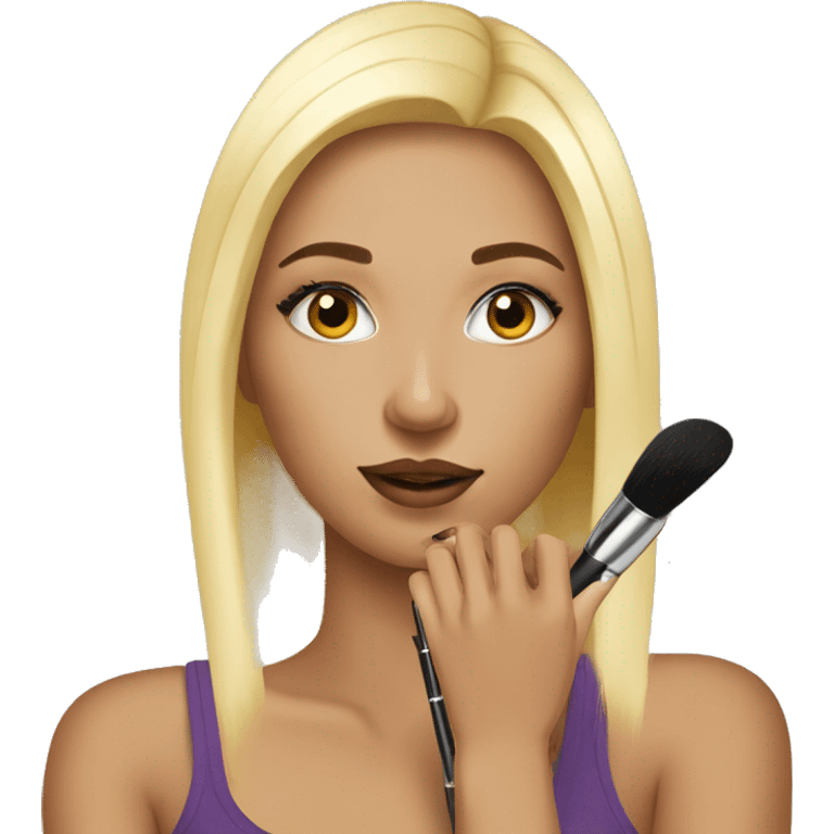 Blonde girl applying make up on her vanity emoji