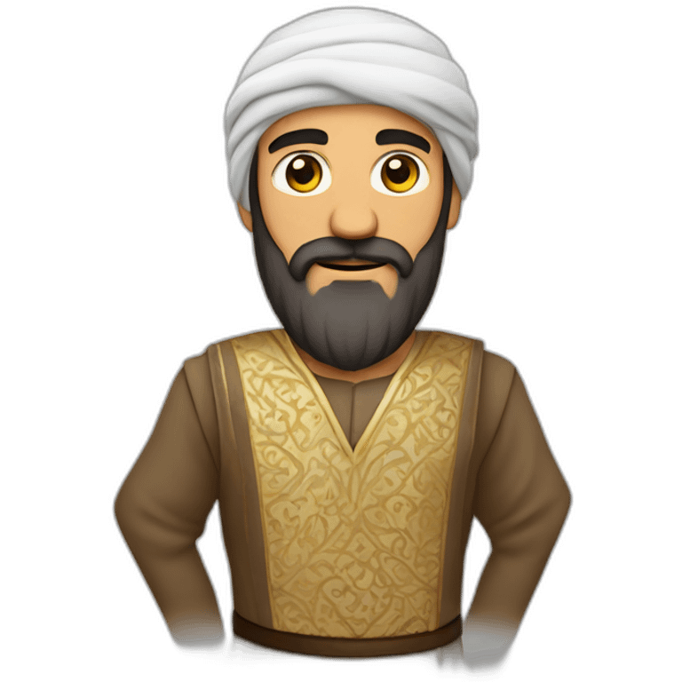 Homme arabe barbu avec arme et robe à carreau emoji