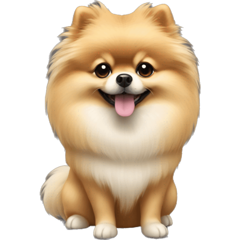 Cute smiley Pomeranian with black and blonde hair  emoji