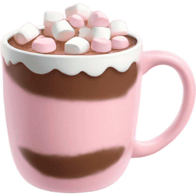 Light Pink mug of hot chocolate with marshmallows  emoji