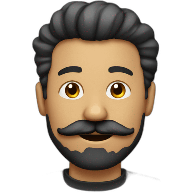 hombre de pelo negro y cabeza redonda con un gran bigote durmiendo emoji