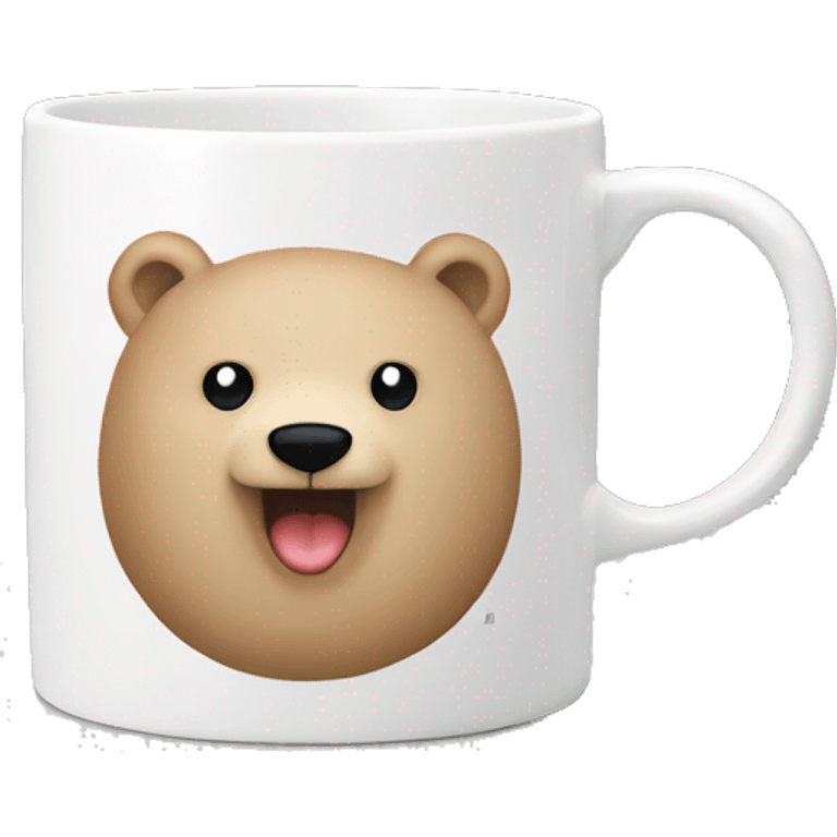 White mug with bear print emoji