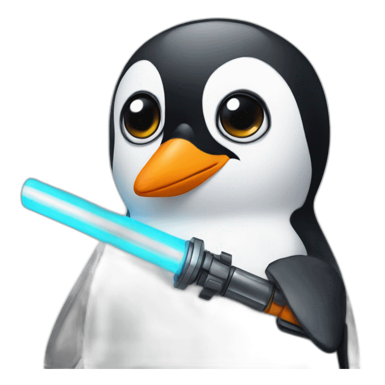 a penguin with a light sabre emoji