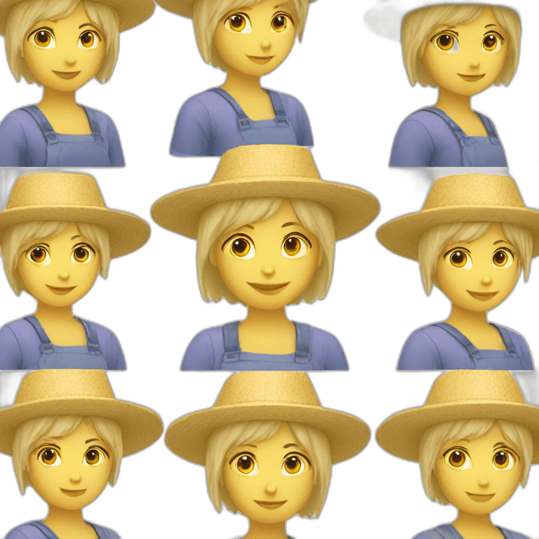 short blonde hair gardener girl with hat emoji