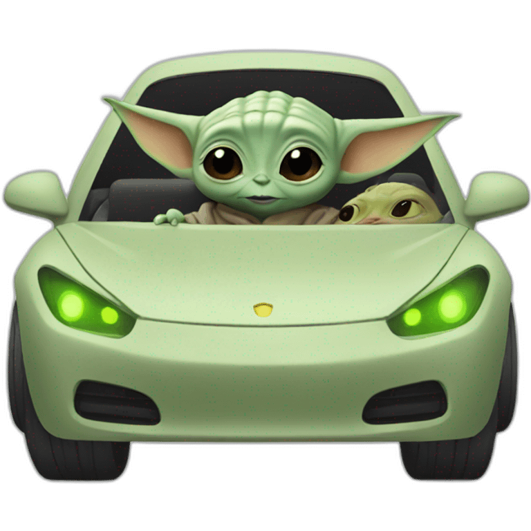 Car with baby yoda  emoji