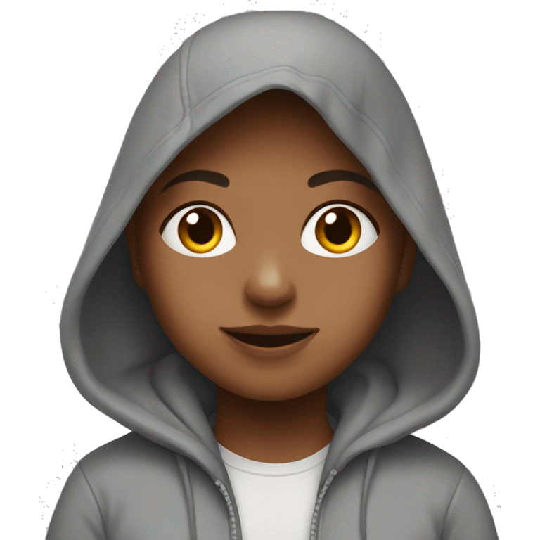 Girl wearing a grey hoodie emoji