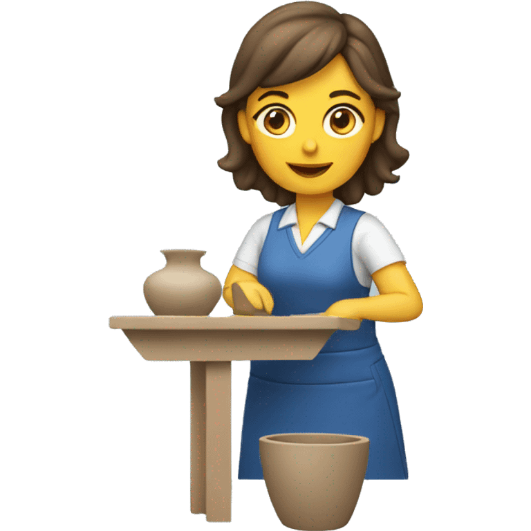 female teacher making ceramics emoji