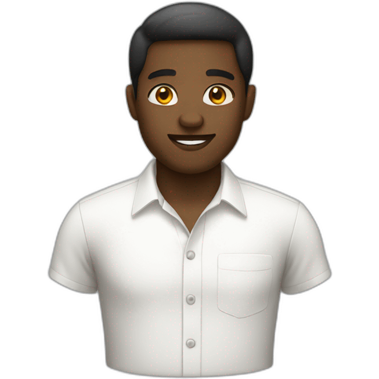 a black guy wearing white shirt emoji