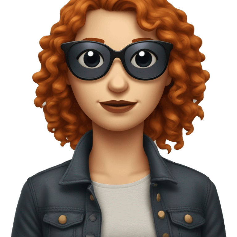 femme mûre rousse cheveux bouclés avec des lunettes  emoji