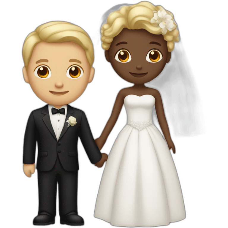 Tan black man with dark brown hair and man with blonde hair getting married emoji