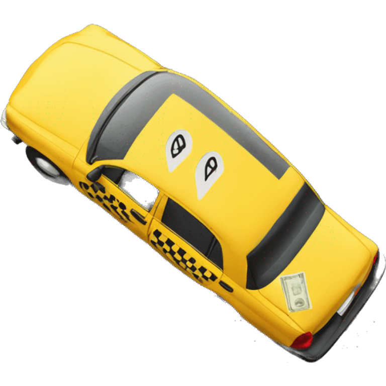 Taxi driving away with a pile of money next to it emoji