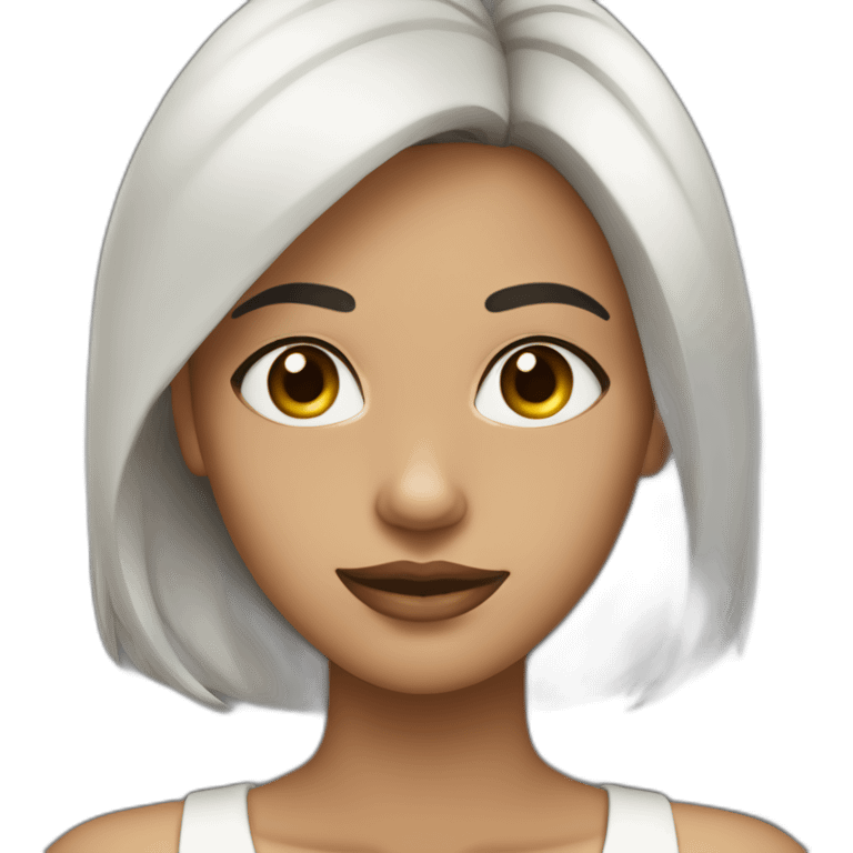 Mujer piel muy blanca,pelo negro y suelto,ojos negros,cara hermosa emoji