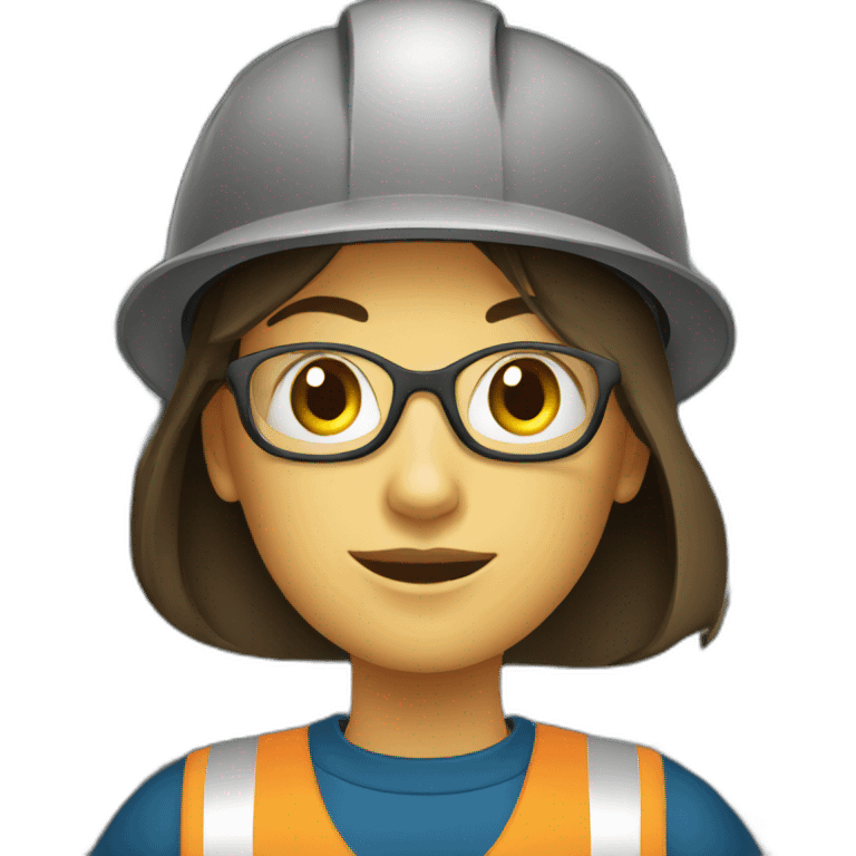 female worker in a refinery by a tube emoji