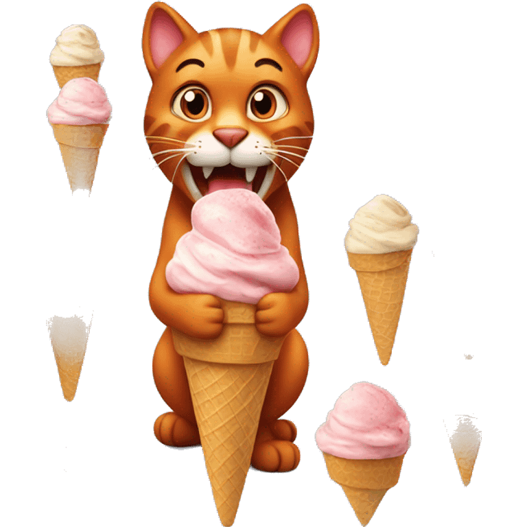 big red cat eats ice cream  emoji