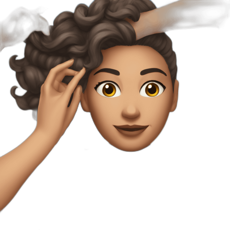 Slim-thicc Caucasian woman bikini hands-in-hair pose (beach body) emoji