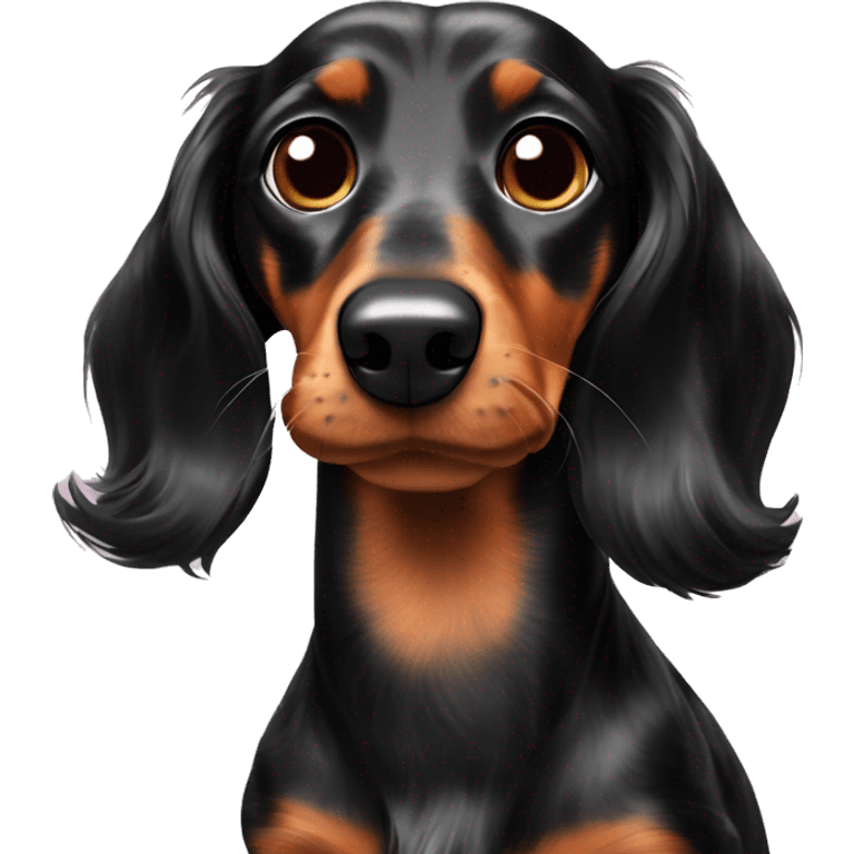 Long-haired black spotted dachshund with small one  emoji