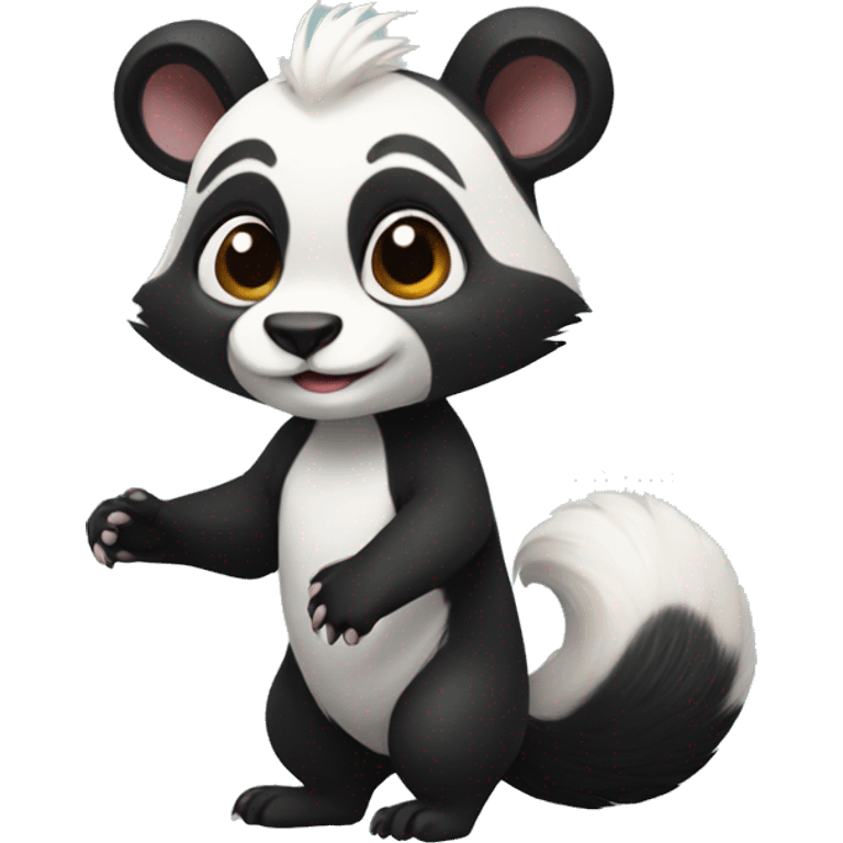 Cute skunk-panda-ferret-hybrid full body emoji