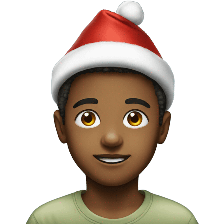 realistic portrait of a boy with Xmas hat on emoji