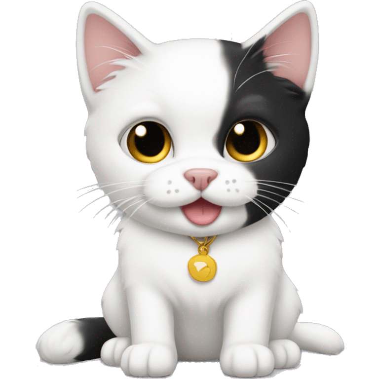 Maltese play with tuxedo cat emoji