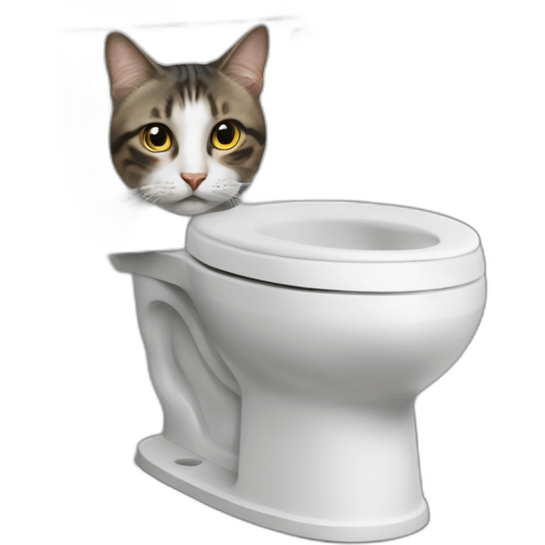 Hyper-realistic cat flushing hyper-realistic toilet emoji