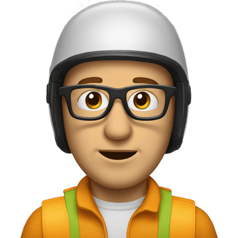 Caucasian man wirh helmet, glases and earplugs emoji