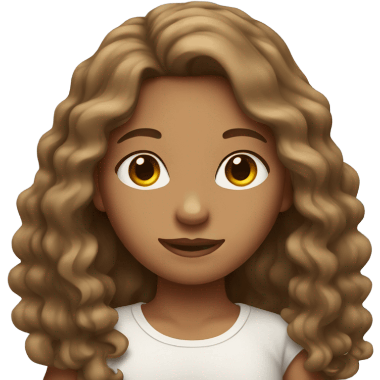 tan girl with long brown wavy hair  emoji