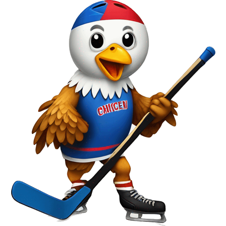 Chicken playing hockey emoji