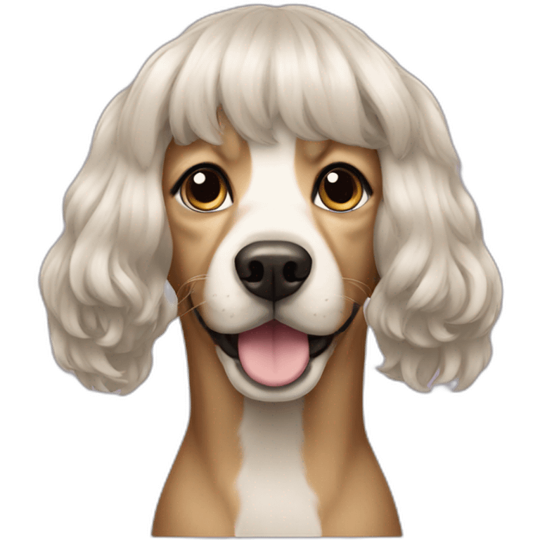 Dog wearing wig emoji