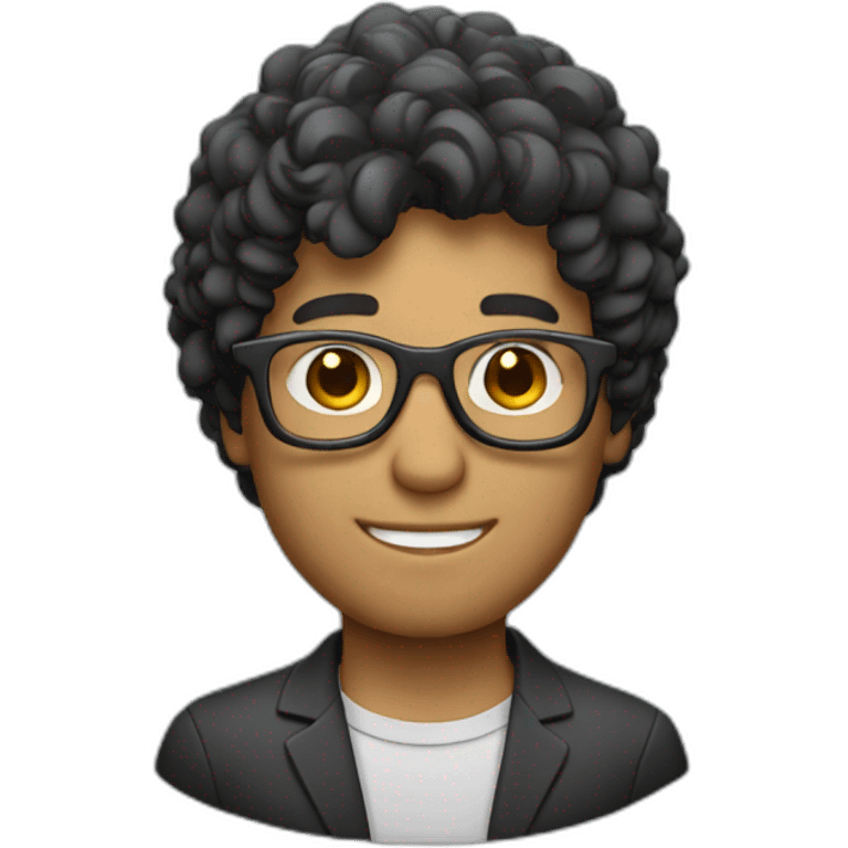 Computer male with slightly curly hair glasses emoji