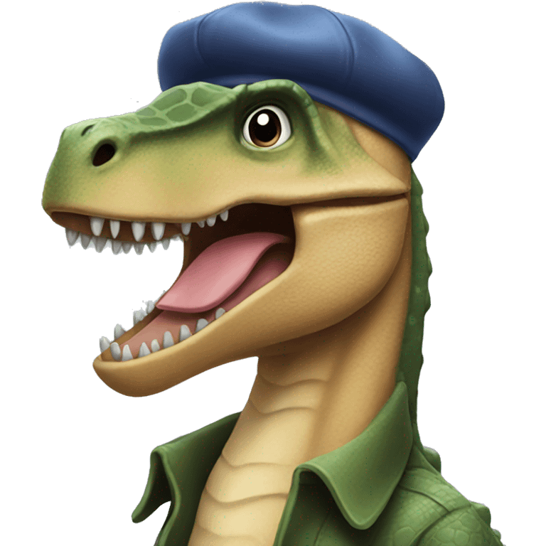 Dinosaur wearing a beret emoji