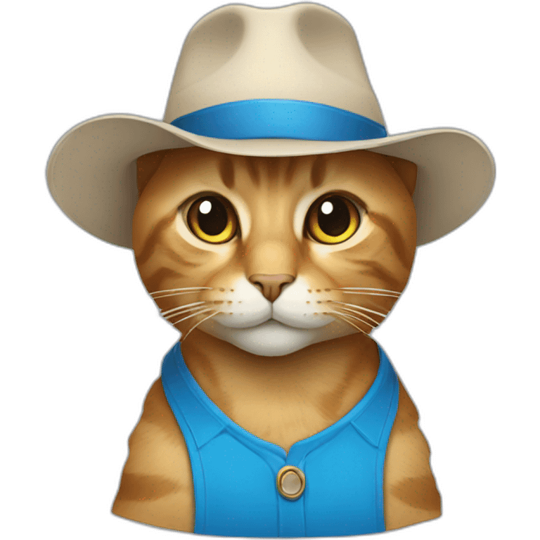 cat with blue shirt and a hat emoji