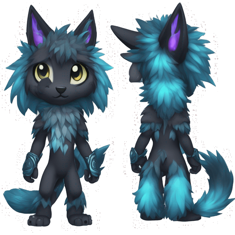 Anthro-Edgy-Cool-Dark-Contrast-Colors-Fantasy-Fur-Sona-Chibi-Shiny-Fakémon-Hybrid full body emoji