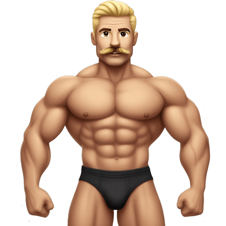 Muscular gay bodybuilder with mustache bikini realistic emoji