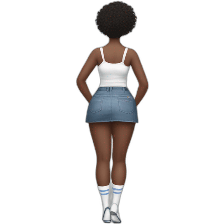 full-body-back-view-curvy-caucasian-beauty-skirt-lifted-by-the-wind-white-knickers and long socks emoji