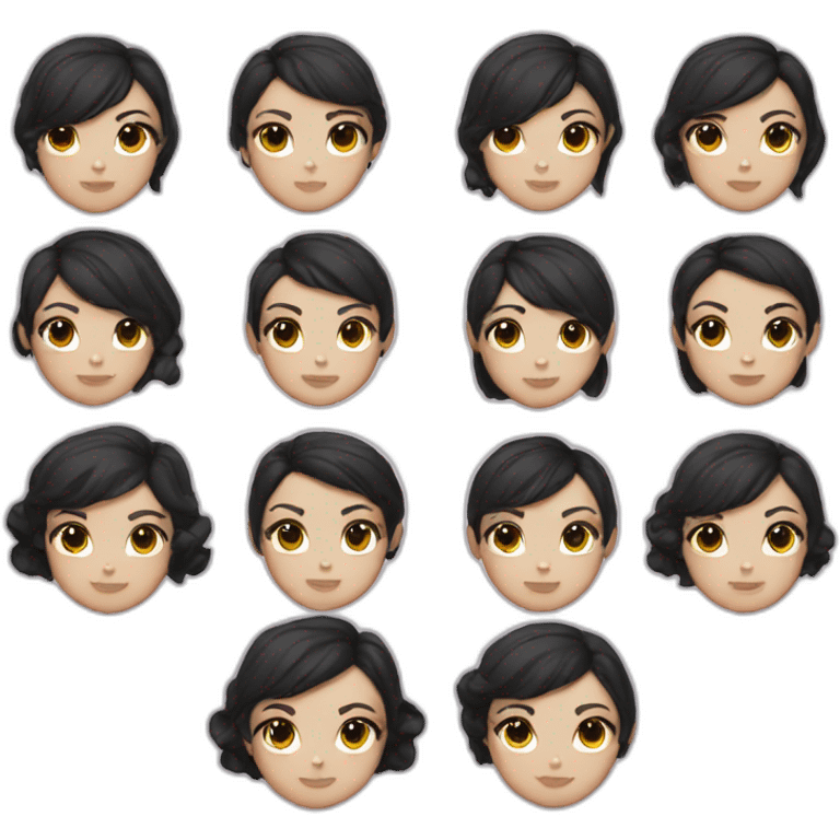 White Girl with black short hair emoji