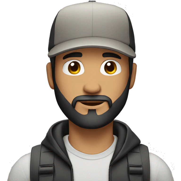 man, black short hair, reverse cap, cool , beard emoji