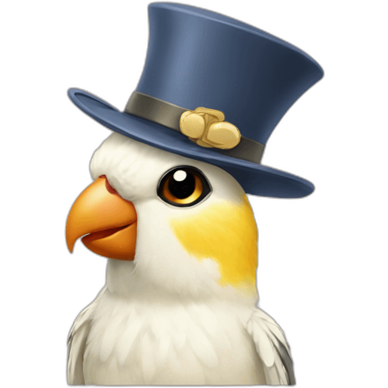 cockatiel with hat emoji