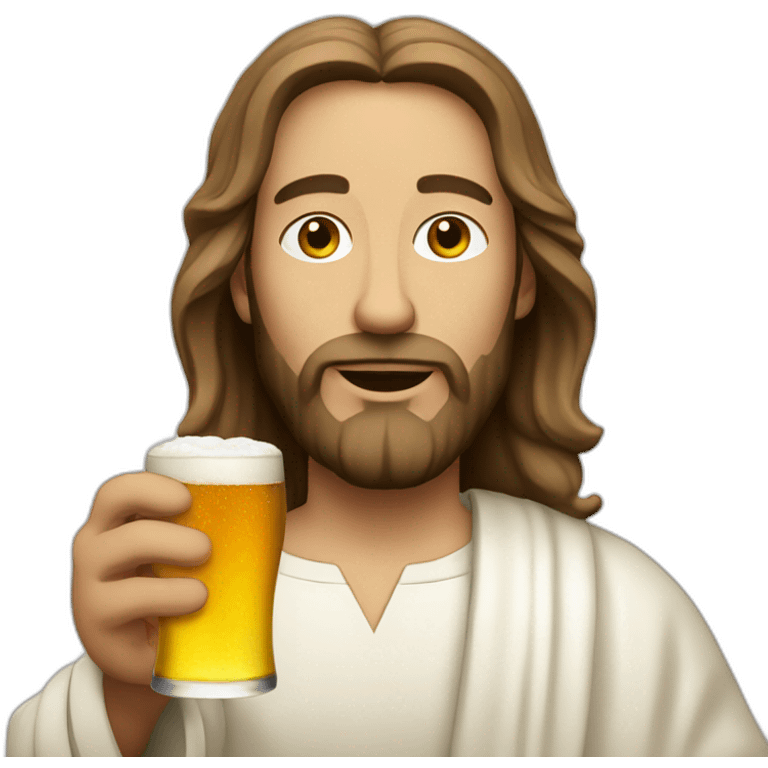 White Jesus drinks beer emoji