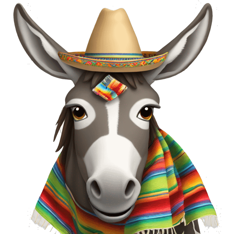 Donkey wearing a serape and sombrero  emoji