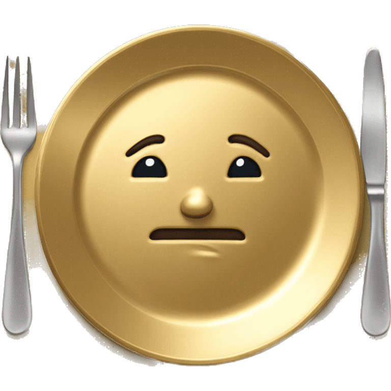 Realistic lying flat empty gold christmas charger plate. emoji