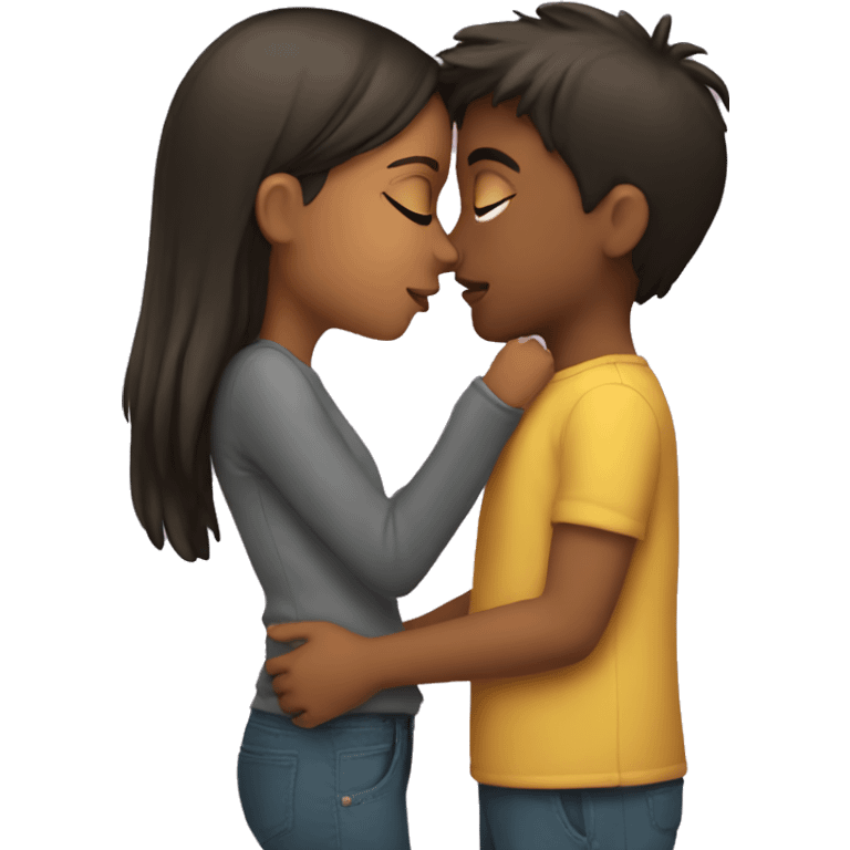 A girl kissing a boy emoji