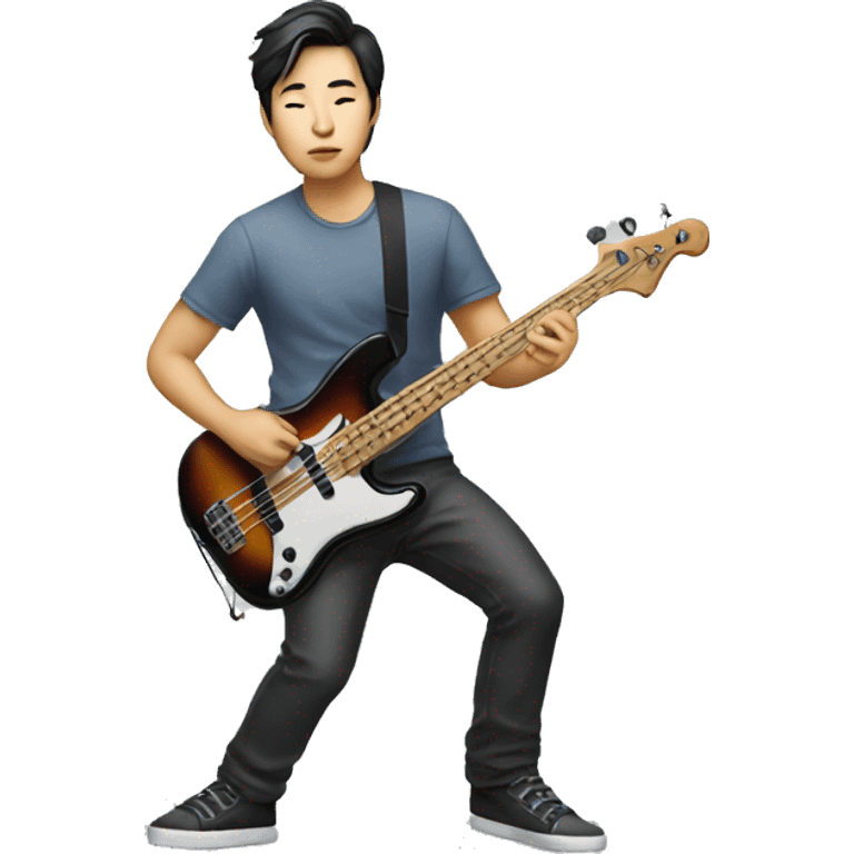 korean man playing a bass guitar standing  emoji